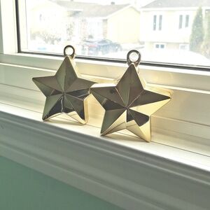 Shiny Set of 2 Gold Star Helium Baloon Weight- Festive Holiday Décor
